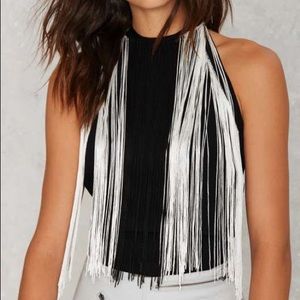 Fringe halter neck top